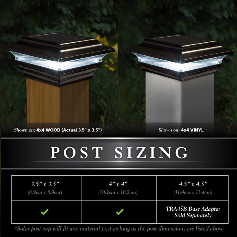 Classy Caps SL211B 4x4 Imperial Solar Post Cap - Black â€“ High-Performance LED Lights, Durable Cast Aluminum, Warm and Cool Light Modes, Fits 4"x4" or 3.5"x3.5" Posts, Ideal for Decks, Fences - Image 2